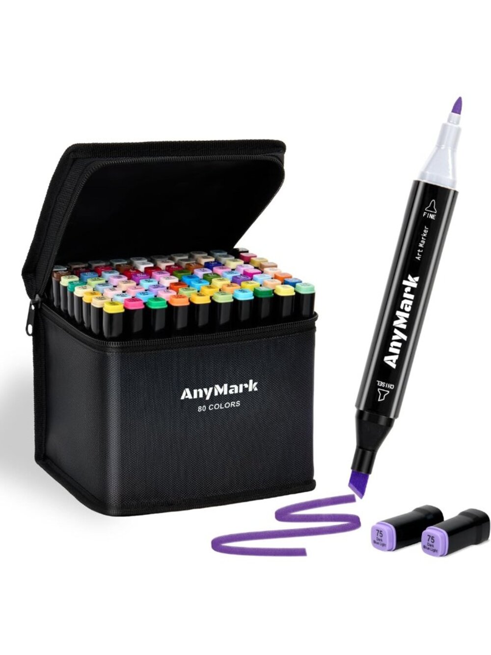 Vibrant 80-Color Dual Tip Alcohol Markers Set for Art & Coloring Projects